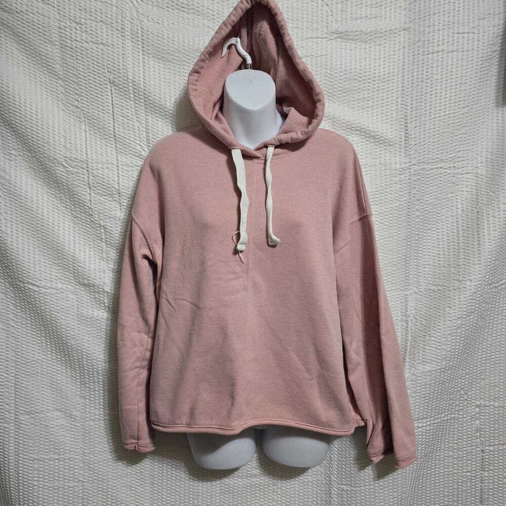 Madewell Women's M/L Pink Hooded Pullover Sweatshirt Long Sleeve Oversized